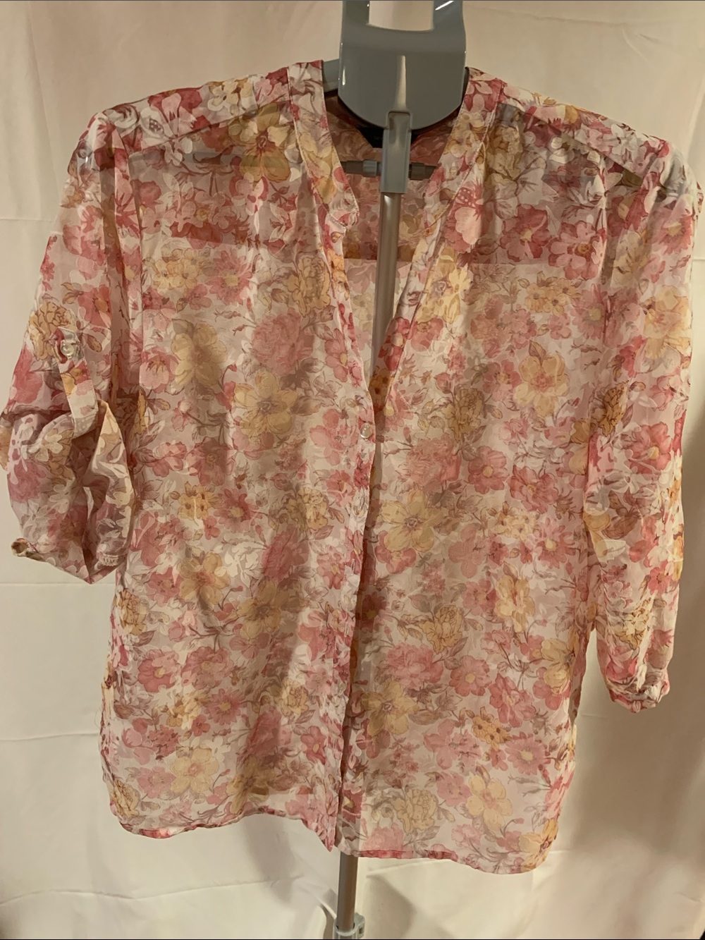 Denver Hayes pink flowered shirt/blouse X-Large